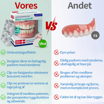 Smil og spis med selvtillid igen — Hermsa® medicinsk sugekop-tandprotese🍀✅ Fremstillet og leveret i Danmark🍀